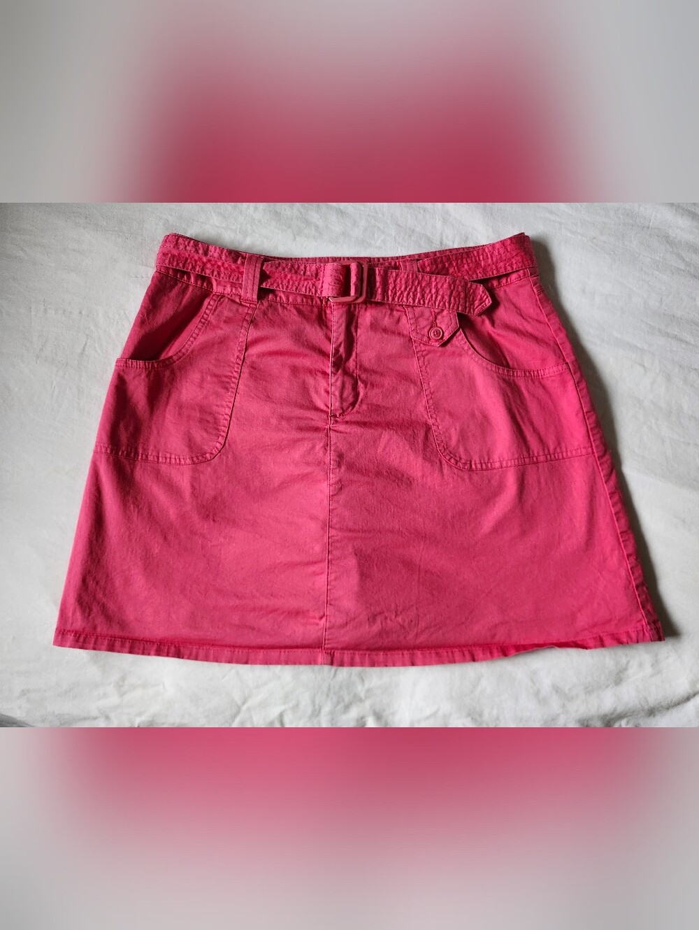 White Stag Hot Pink Cotton Belted Mini Skirt